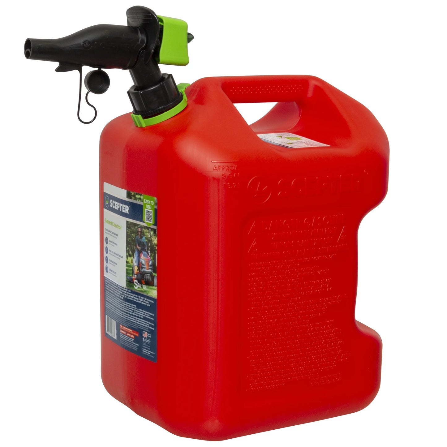 5 Gallon Gas Can Smartcontrol Enhance Fuel Gasoline Container L&G, FSCG572. Color Red