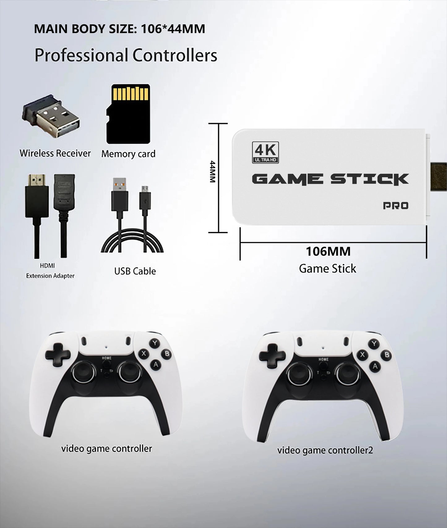 M15 4K Pro Game Stick 64G 30000+ Video Game Console 2.4G Double Wireless Controller 4K Retro Game TV Stick Retro Classic Games