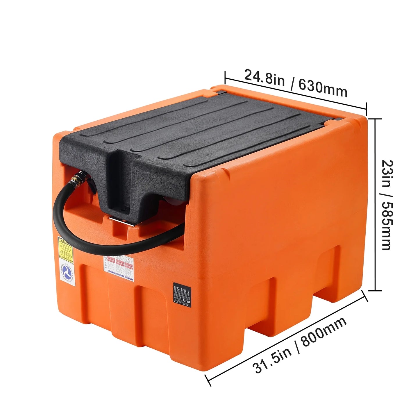 Mobile Diesel Container, 48 Gal Capacity, 10.6GPM Pump Speed, Includes 12V Electric Pump, 13.1 Ft Hose & Automatic Nozzle, Orange Diesel Fuel Tank for Smooth Transport