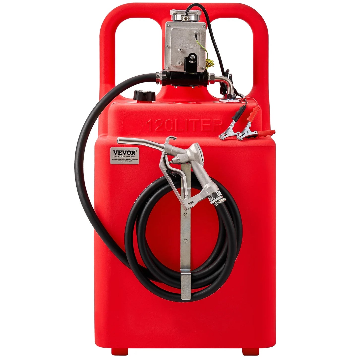 Fuel Caddy, 32 Gallon, Portable Fuel Tank with 12V DC 15 GPM Electric Fuel Transfer Pump, 13 Ft Delivery Hose & Aluminum Alloy Manual Nozzle, Gas Caddy for Motorboats, Atvs, Diesel & Gasoline