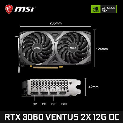 Geforce RTX 3060 VENTUS 2X 12G OC Gaming Graphics Card 12GB GDDR6 192-Bit HDMI DP PCI-E 4.0 8Pin Desktop Full New Video Card
