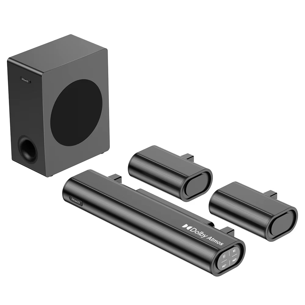 A51 5.1 Channel Soundbar Subwoofer Speaker Kit, 380W Peak Power, Adjustable Treble & Bass