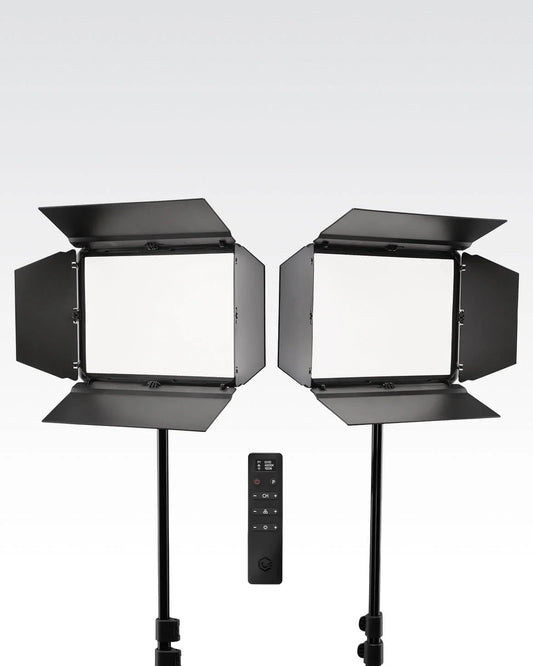 Studio Panel Lighting Kit Two Edge-Lit LED Panel Lights with Stands