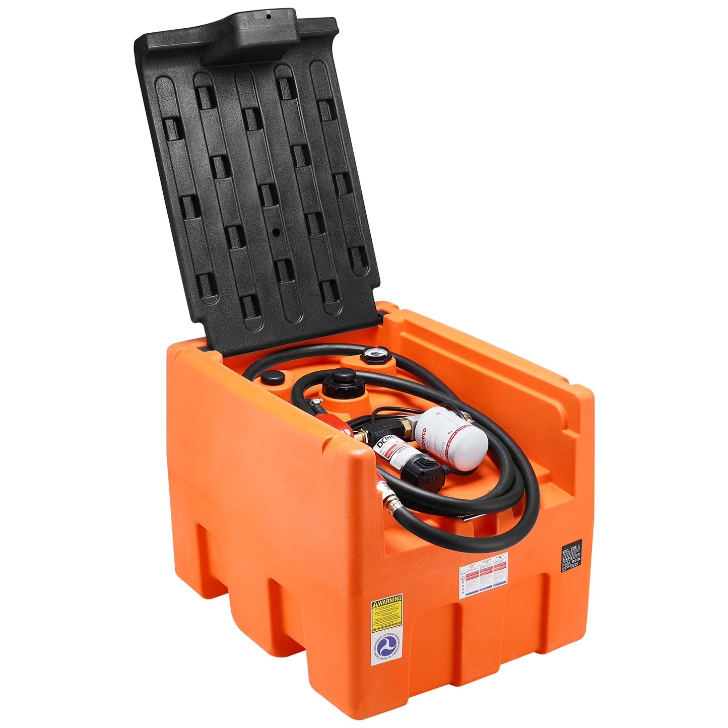 Mobile Diesel Container, 48 Gal Capacity, 10.6GPM Pump Speed, Includes 12V Electric Pump, 13.1 Ft Hose & Automatic Nozzle, Orange Diesel Fuel Tank for Smooth Transport