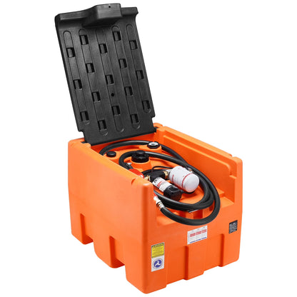 Mobile Diesel Container, 48 Gal Capacity, 10.6GPM Pump Speed, Includes 12V Electric Pump, 13.1 Ft Hose & Automatic Nozzle, Orange Diesel Fuel Tank for Smooth Transport