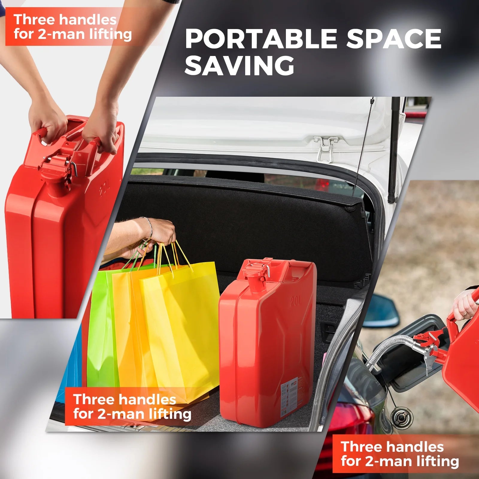 5 Gallon 20L Metal Gas Tank Can (US Stardard) Gas Can Power Emergency Backup Tank with Flexible Spout Red