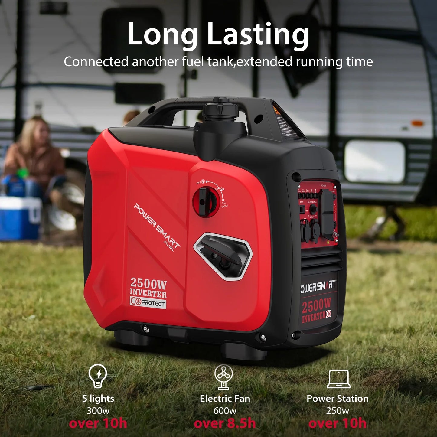2500W Portable Inverter Gas Generator Super Quiet Low Oil Shutdown Low Noise for Camping