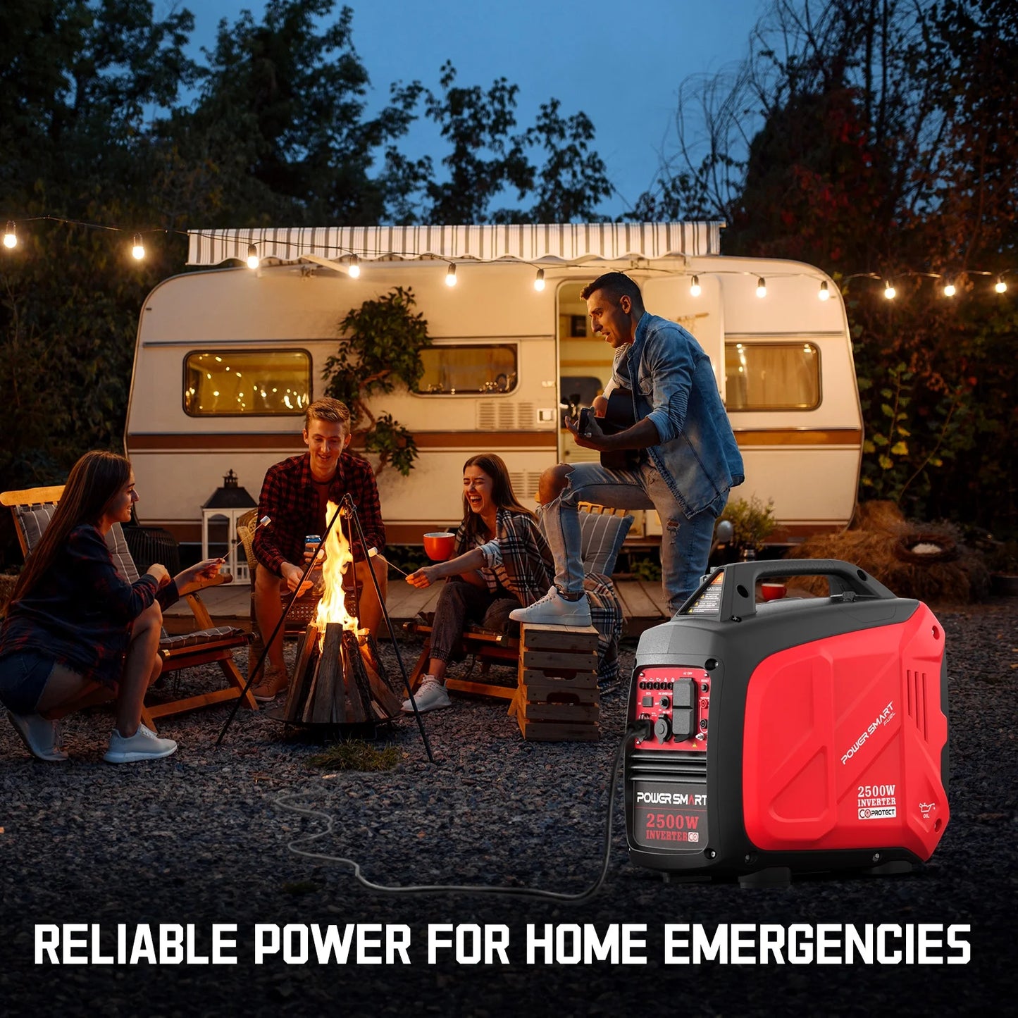 2500W Portable Inverter Gas Generator Super Quiet Low Oil Shutdown Low Noise for Camping