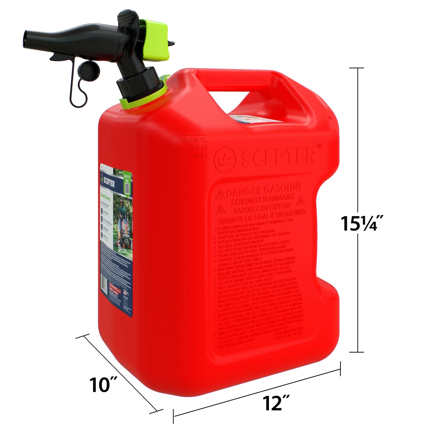 5 Gallon Gas Can Smartcontrol Enhance Fuel Gasoline Container L&G, FSCG572. Color Red