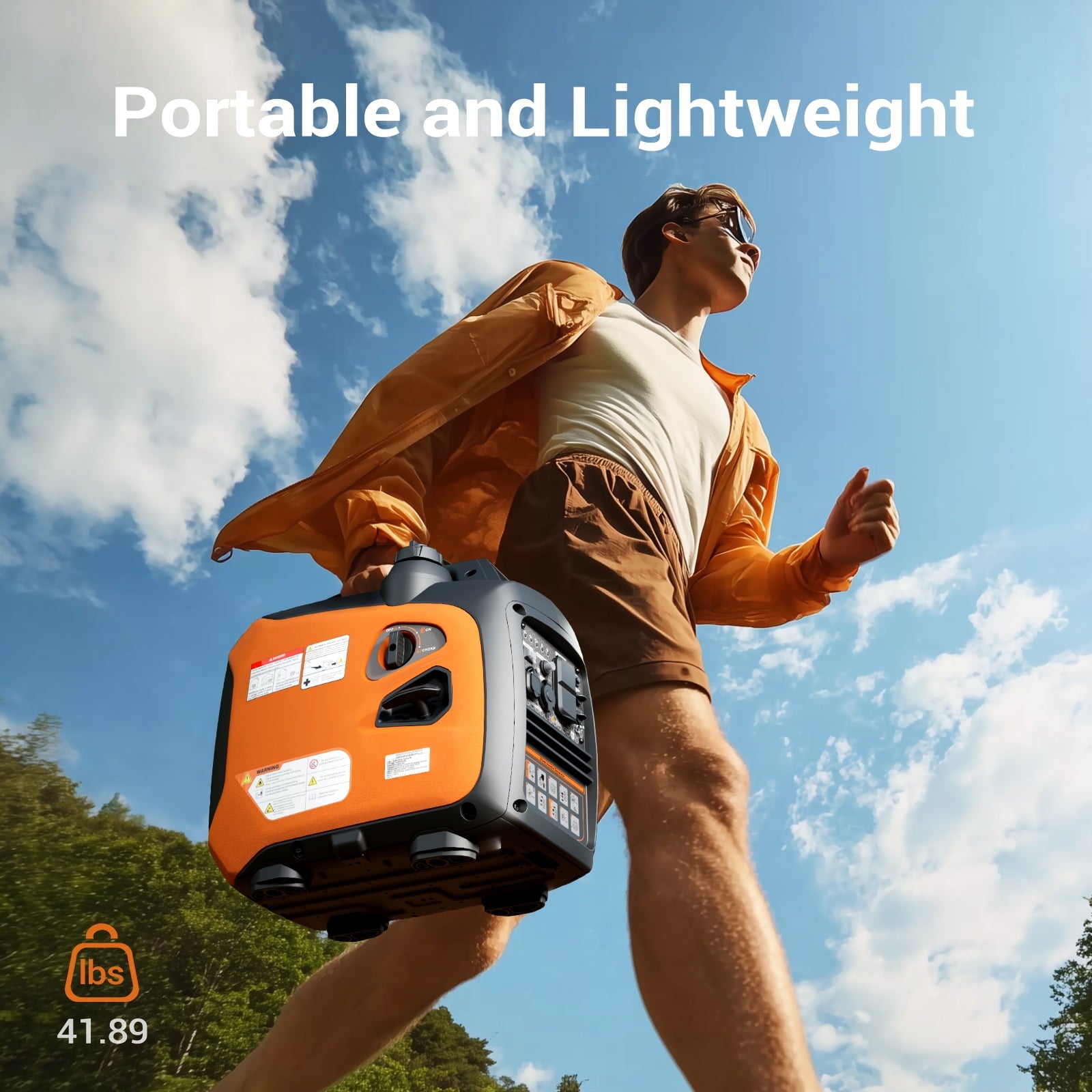 2500-Watt Portable Inverter Generator Gas Powered, EPA Compliant, Parallel Capability, CO Shutdown, Low Noise for Camping and Home Use