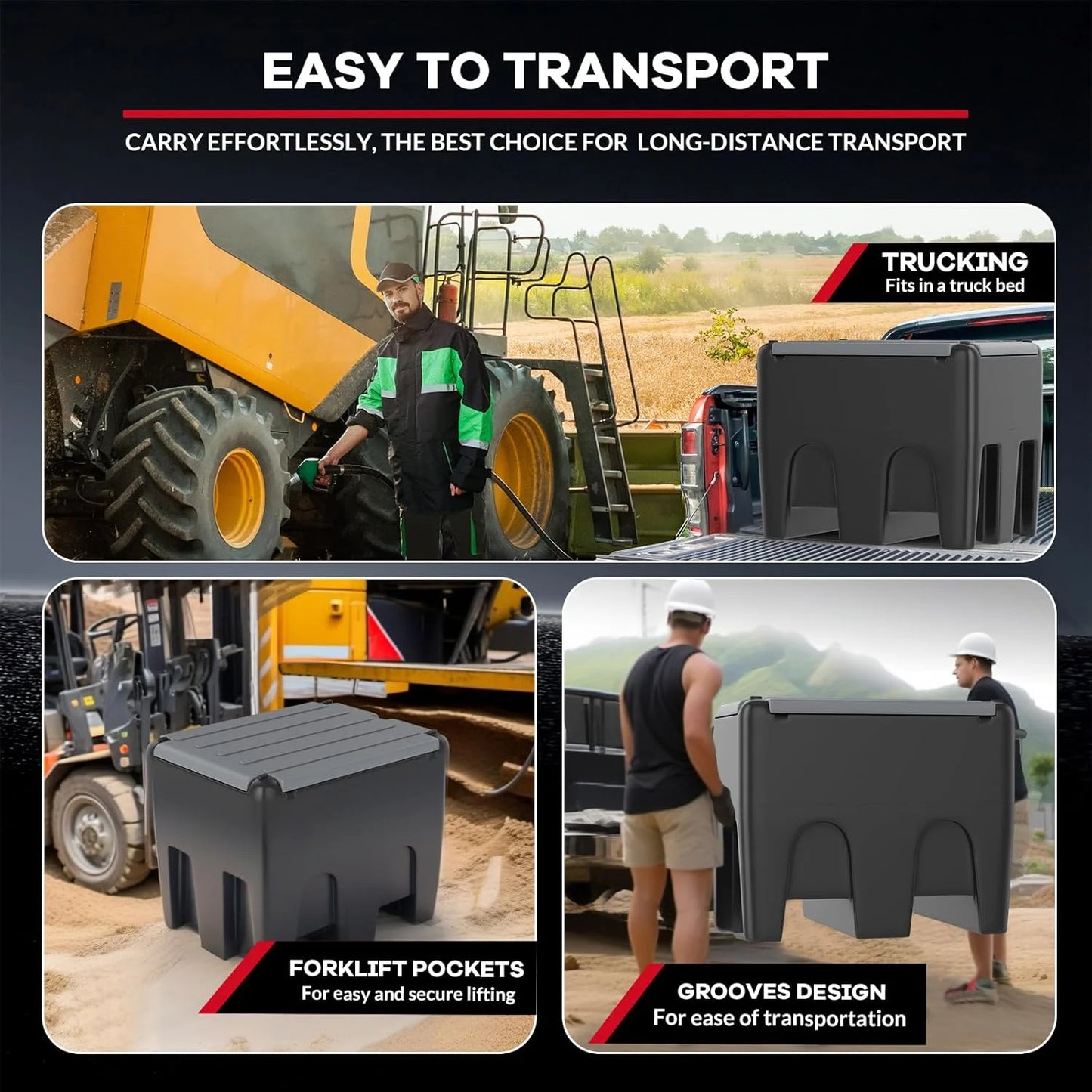 Portable Fuel Tank, 58 Gallon Diesel & Gasoline Transfer Tank with 12V Electric Pump, 10 GPM Flow Rate, 13Ft Hose, Auto Fueling Nozzle, Fuel Transfer Tank for Easy Transportation