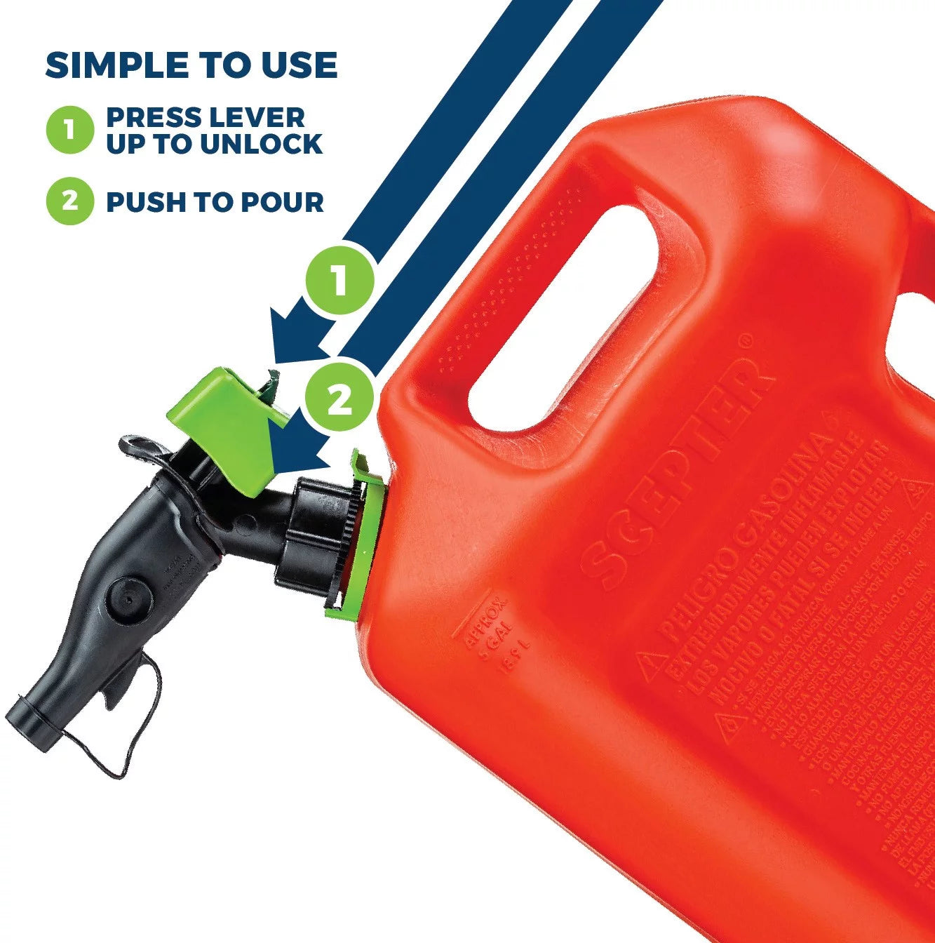 5 Gallon Gas Can Smartcontrol Enhance Fuel Gasoline Container L&G, FSCG572. Color Red