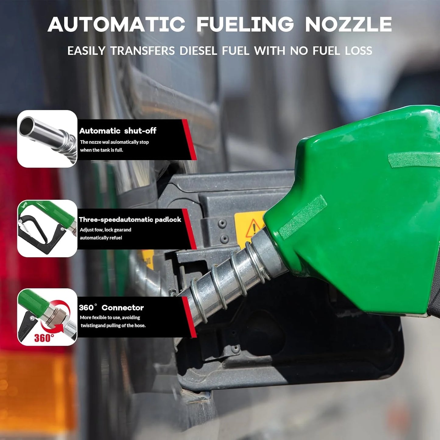 Portable Fuel Tank, 58 Gallon Diesel & Gasoline Transfer Tank with 12V Electric Pump, 10 GPM Flow Rate, 13Ft Hose, Auto Fueling Nozzle, Fuel Transfer Tank for Easy Transportation