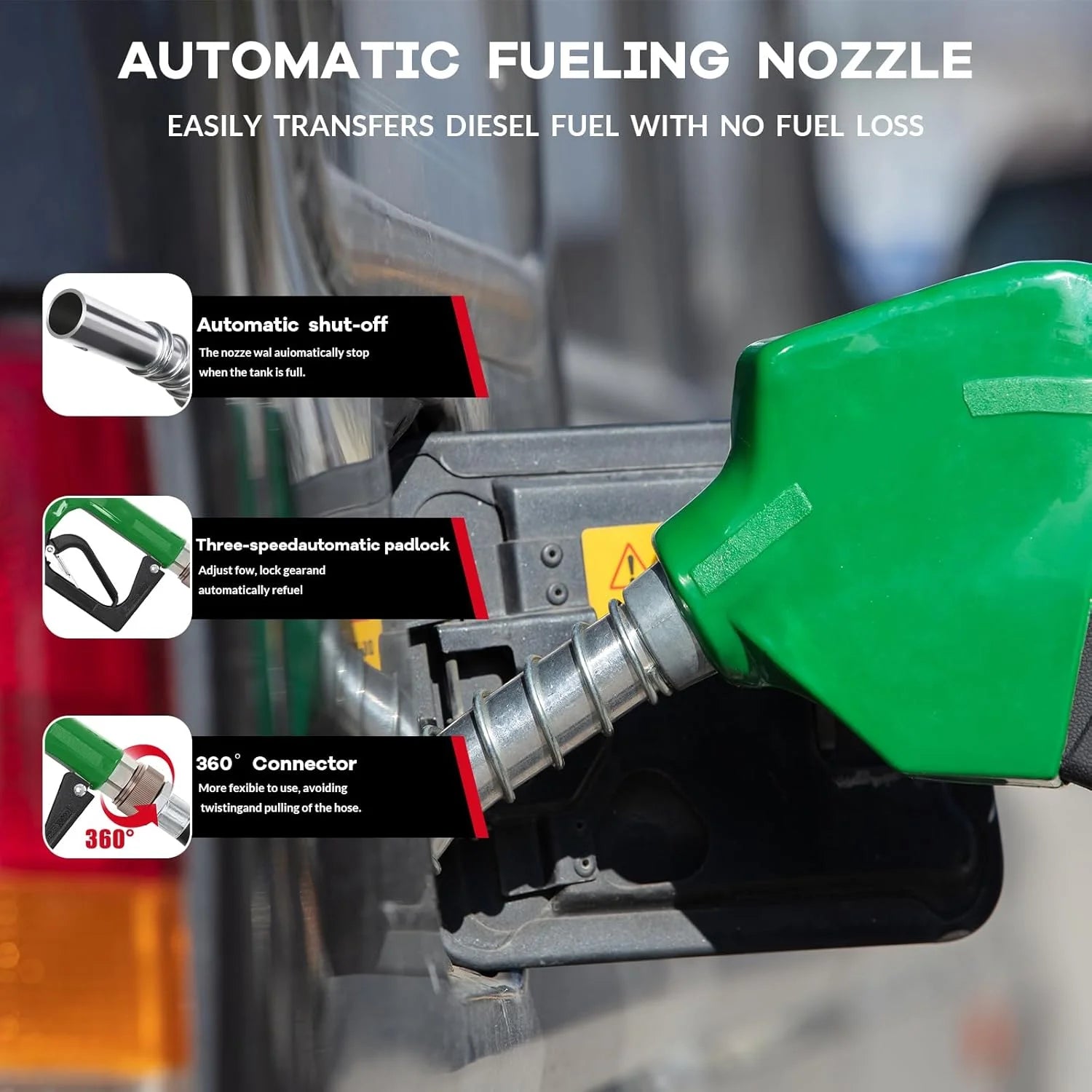 Portable Fuel Tank, 58 Gallon Diesel & Gasoline Transfer Tank with 12V Electric Pump, 10 GPM Flow Rate, 13Ft Hose, Auto Fueling Nozzle, Fuel Transfer Tank for Easy Transportation