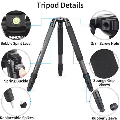 NT364C Professional Carbon Fiber Bowl Tripod for DSLR Camera Video Camcorder Heavy Duty 25Kg Max Load Birdwatching Camera Stand
