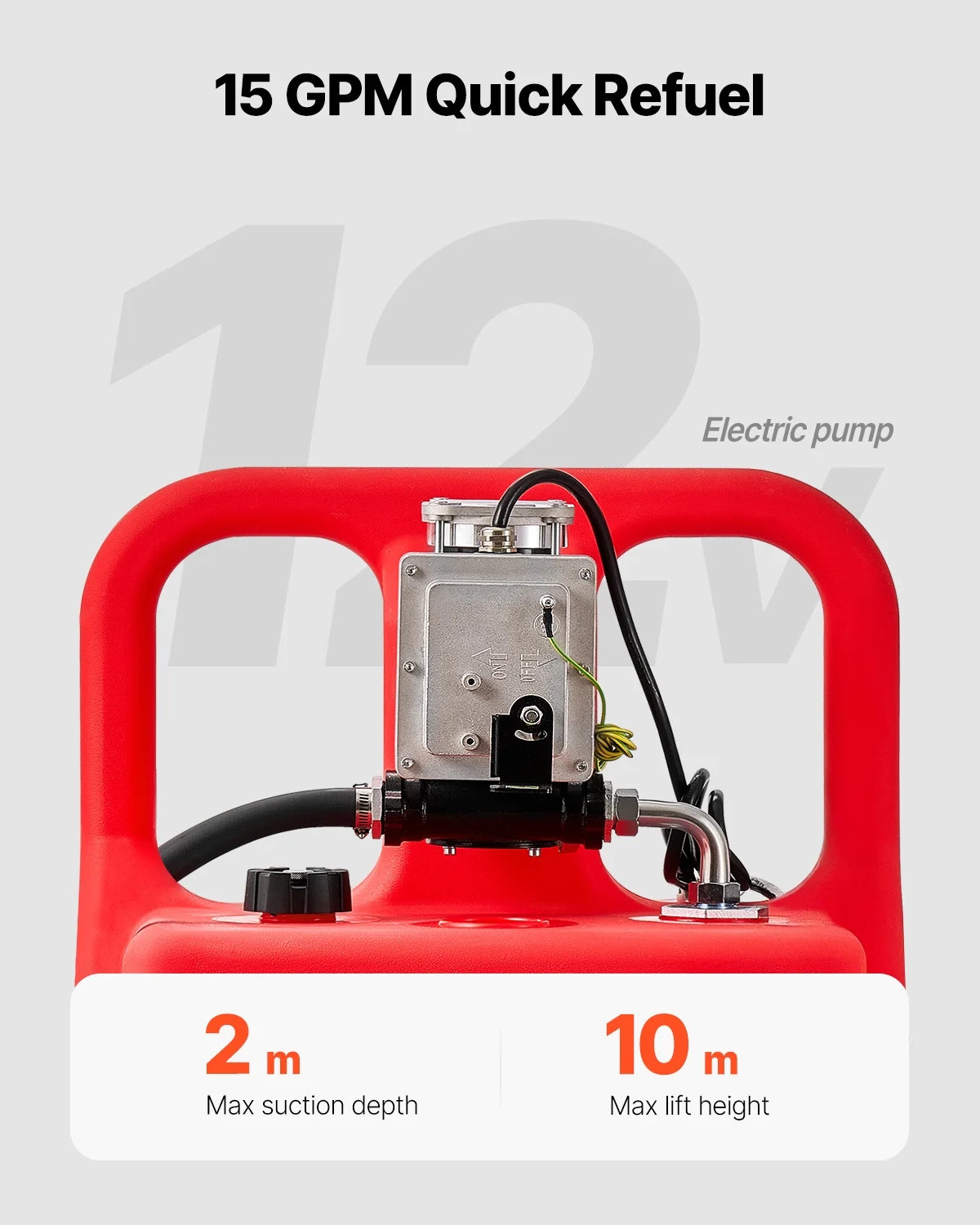 Fuel Caddy, 32 Gallon, Portable Fuel Tank with 12V DC 15 GPM Electric Fuel Transfer Pump, 13 Ft Delivery Hose & Aluminum Alloy Manual Nozzle, Gas Caddy for Motorboats, Atvs, Diesel & Gasoline