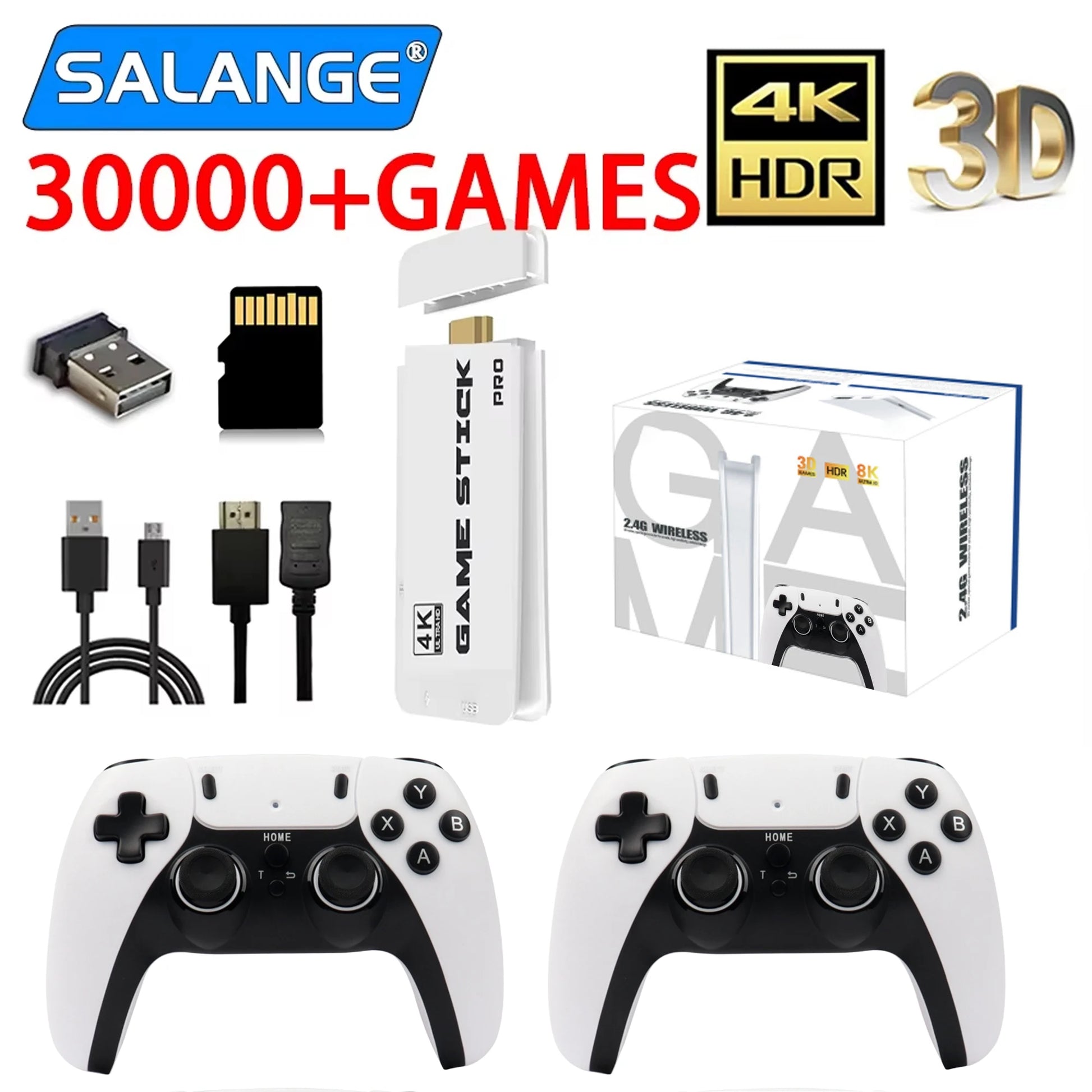 M15 4K Pro Game Stick 64G 30000+ Video Game Console 2.4G Double Wireless Controller 4K Retro Game TV Stick Retro Classic Games
