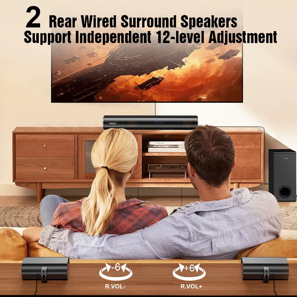 A51 5.1 Channel Soundbar Subwoofer Speaker Kit, 380W Peak Power, Adjustable Treble & Bass