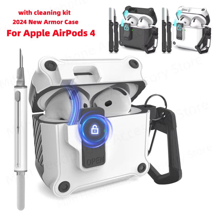 Security Lock Cover for Airpods 4Th Gen (2024) Case for Airpods 4 with Active Noise 2024 New Case Shockproof Cover Airpod4 Funda