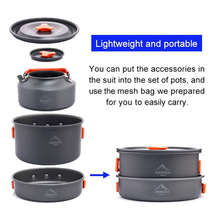 Camping Tableware Outdoor Cookware Set Pots Tourist Dishes Bowler Kitchen Equipment Gear Utensils Hiking Picnic Travel