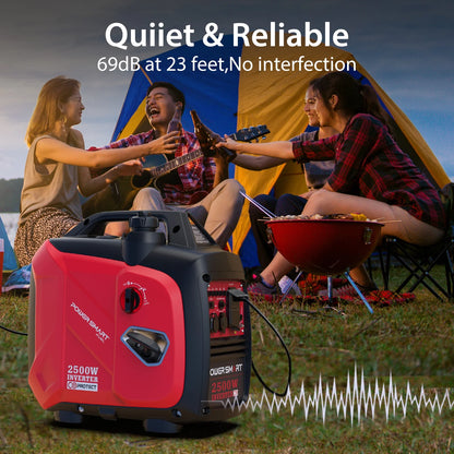 2500W Portable Inverter Gas Generator Super Quiet Low Oil Shutdown Low Noise for Camping