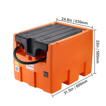Mobile Diesel Container, 48 Gal Capacity, 10.6GPM Pump Speed, Includes 12V Electric Pump, 13.1 Ft Hose & Automatic Nozzle, Orange Diesel Fuel Tank for Smooth Transport